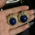 Pendientes de estilo palacio vintage lapislázuli cristal estrás detalle moda chic lujo nuevo - Pendientes de clip / Color Lapislázuli