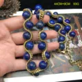 Estilo vintage collar corto de piedras preciosas de lapislázuli hecho a mano. - Pendientes de Botón de Lapislázuli / Azul