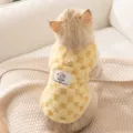 Ζεστό χειμερινό fleece γιλέκο κίτρινο καρό ρούχα για κατοικίδια γατάκια σκύλους με κρίκο - XS / Κίτρινο