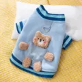 Süßer blauer Hundepullover mit 3D Bären-Tasche und D-Ring für kleine Hunde im Herbst - XS / Bondi Blau Bär