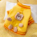 Gelber Haustier Hundepullover mit niedlichem 3D Plüschbär Design für kleine Hunde. - XS / Locke Gelb Bär
