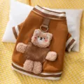 Brauner Herbst Winter Haustier Hund Hoodie mit süßer Bären Plüschtasche und Ring, warme Kleidung. - XS / Lomi Braun Bär