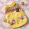 Gilet in pile per cani, giallo e marrone con toppa di orsetto e pratica cerniera. - Giallo Rocker / Taglia S