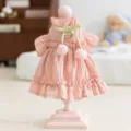 Pink dog dress with tulip and green bow, pleated princess style pet clothes for small dogs. - XS / Dresses / Pink (Lead Attachment)