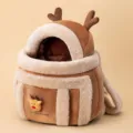 Plush Reindeer Pet Carrier Bag Brown Cute Animal Design Breathable Cat Dog Outing Backpack - M (Recommended for Weight Within 12 Catties) / Brown Elk