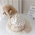Cute white polka dot ruffled pet dog clothes, lightweight summer dress for small dogs. - XXL (Recommended Weight 14-20 Jin) / Black and White Dots