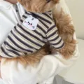 Simpatico maglione a righe autunno inverno per cani e gatti vestiti per animali domestici - Taglia S / Top / Gatto bianco Miya