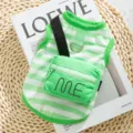 Gilet a righe verdi per animali domestici con piccola tasca per cani estate variante. - Borsa a tracolla a righe verdi (compatibile con guinzaglio) / M (Peso consigliato 2,5-4 kg)