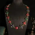Collar de oro con esmalte de mariquitas y abejas, colgantes de insectos coloridos y finos. - Collar de Insecto / Multicolor