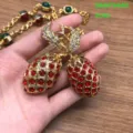 Luxe vintage dubbele ananas strass broche hanger ketting sieraden set voor vrouwen - Broche (OM756)