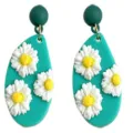 Sommer süße Fimo Gänseblümchen Ohrringe, niedliche grüne Blumen Ohrhänger für Damen. - Gänseblümchen Ohrringe (6164)