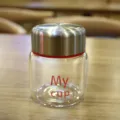 Mini portable glass cup with metal lid, cute clear small tea cup and portable drinking bottle. - Red