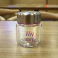 Mini glass water cup with metal lid, portable small tea cup for women and students. - Purple