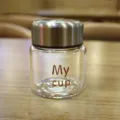 Mini glass cup with lid, portable transparent tea cup for students and daily use outdoor style. - Coffee