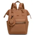 Sac à dos décontracté pour femme marron avec poignées, poche avant et petit porte-monnaie. - Marron