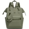 Sac à dos femme vert sauge avec poignées, poche avant et jolie petite pochette ronde. - Vert