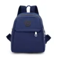 Mini casual dark blue backpack for women, lightweight oxford cloth travel daypack with front pocket. - Blue