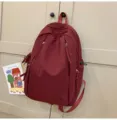 Sac a dos rouge de loisirs pour femmes et etudiantes sac d'ecole impermeable en nylon poches - Rouge