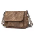 Sac à bandoulière marron vintage en toile pour femme, grand sac porté épaule avec sangle. - Marron