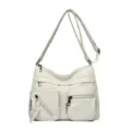 Sac bandoulière multi-poches blanc pour femme, sac porté épaule décontracté réglable - Blanc