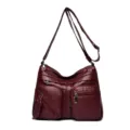 Sac à bandoulière décontracté pour femme rouge vin avec multiples poches léger et élégant - Rouge