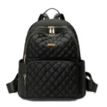 Femme sac à dos matelassé noir voyage loisirs cartable imperméable avec fermetures éclair - Noir