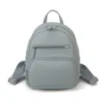 Sac à dos en cuir bleu clair pour femme, petit sac casual quotidien avec poches zippées multiples. - Bleu