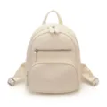 Women mini leather backpack casual small daypack shoulder bag chic fashion beige daily use - Off White