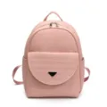 Sac à dos en cuir PU rose pour femme, sac de voyage élégant avec poche à rabat géométrique. - Rose