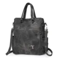 Sac à dos convertible pour femme gris foncé élégant sac à bandoulière mode sac à main. - Noir