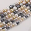 Gros plan de perles de coton baroques texturées de couleurs variées pour bijoux DIY - Série Gris Jaune (7#) / 6mm (1 Brin environ 65 perles)
