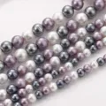 Gros plan de perles de coton baroques colorées avec surface texturée pour bijoux DIY - Série Gris Violet (10#) / 6mm (1 Brin environ 65 perles)