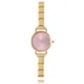 Elegante goldene Edelstahluhr mit modularem Gliederarmband und rosa Zifferblatt für Damen - Ganze Uhr Mit Rosa Zifferblatt / Gold