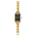 Luxuriöse goldene modulare Edelstahluhr mit rechteckigem schwarzem römischem Zifferblatt - Ganze Uhr Mit Schwarzem Zifferblatt / Gold