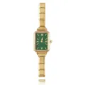 Goldene Edelstahluhr mit Modular-Armband und grünem rechteckigem Zifferblatt - Ganze Uhr Mit Grünem Zifferblatt / Gold