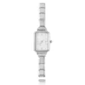 Elegante silberne rechteckige modulare Armbanduhr aus Edelstahl mit Gliedern zum Selbermachen - Ganze Uhr Mit Weißem Zifferblatt (Modell 3) / Stahlfarben