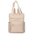 Women Casual Oxford Cloth Backpack Light Khaki Travel Tote Convertible Business Bag - Pearl White