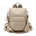Sac à dos matelassé femme mode beige voyage décontracté élégant sac d'école chic top - Blanc Cassé