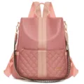 Sac à dos femme rose élégant en nylon matelassé sac de voyage casual pour le quotidien. - Rose