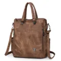 Sac à dos multifonctionnel marron pour femme, sac à bandoulière convertible et fourre-tout chic. - Marron
