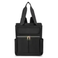 Sac à dos noir pour femme en nylon sac de voyage décontracté avec poignées et poches zippées - Noir