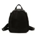 Sac a dos en cuir noir classique pour femme, sac de voyage spacieux et elegant pour usage quotidien - Noir