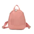 Sac à dos en cuir rose pour femme, sac de jour élégant et décontracté avec double zip. - Rose