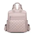 Stylish quilted studded women backpack in light pink color, large capacity casual daily book bag. - Purple