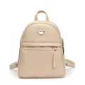 Chic minimalist women PU leather backpack, stylish versatile casual travel daypack for daily use. - Off White