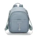 Blue-grey PU leather women backpack stylish casual daily school bag travel daypack - Blue