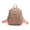 Sac à dos rose de style coréen pour navetteurs, patchwork tissu et cuir, sac élégant chic. - Rose