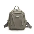 Sac à dos femme gris en toile style décontracté quotidien avec bretelles et logo en métal. - Gris