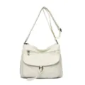 Sac bandoulière en cuir souple blanc, variante de sac fourre-tout décontracté. - Blanc