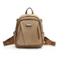 Koreanischer Canvas Pendler Rucksack mit Lederdetails stilvoll vielseitiger Freizeitrucksack. - Khaki